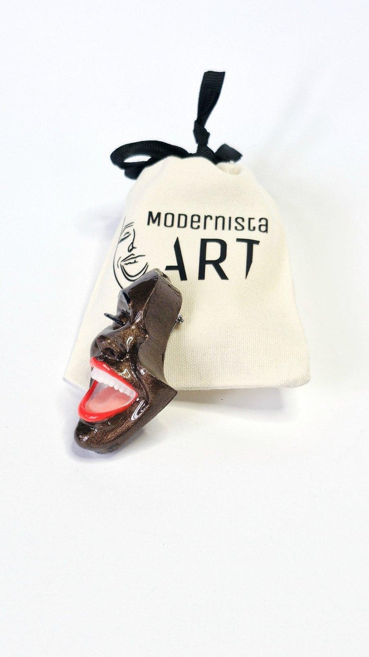 Brooch — Smile Brown Cheer by Modernista Art
