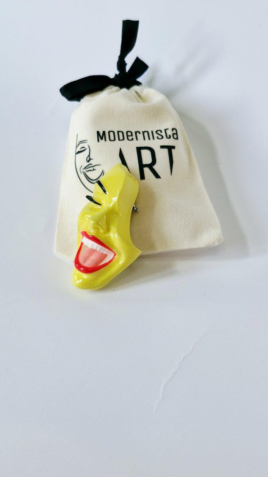 Brooch — Smile Crazy Yellow by Modernista Art