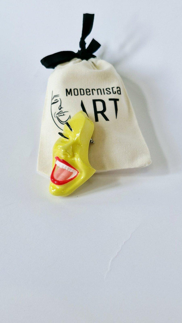 Brooch — Smile Crazy Yellow by Modernista Art