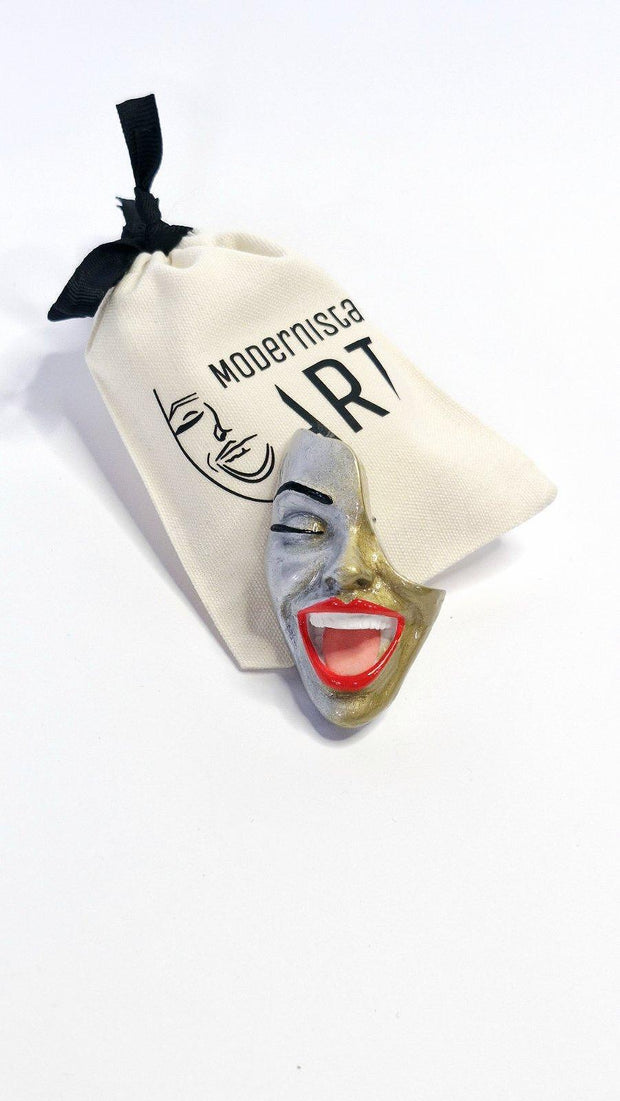 Brooch — Smile Silver Gold by Modernista Art