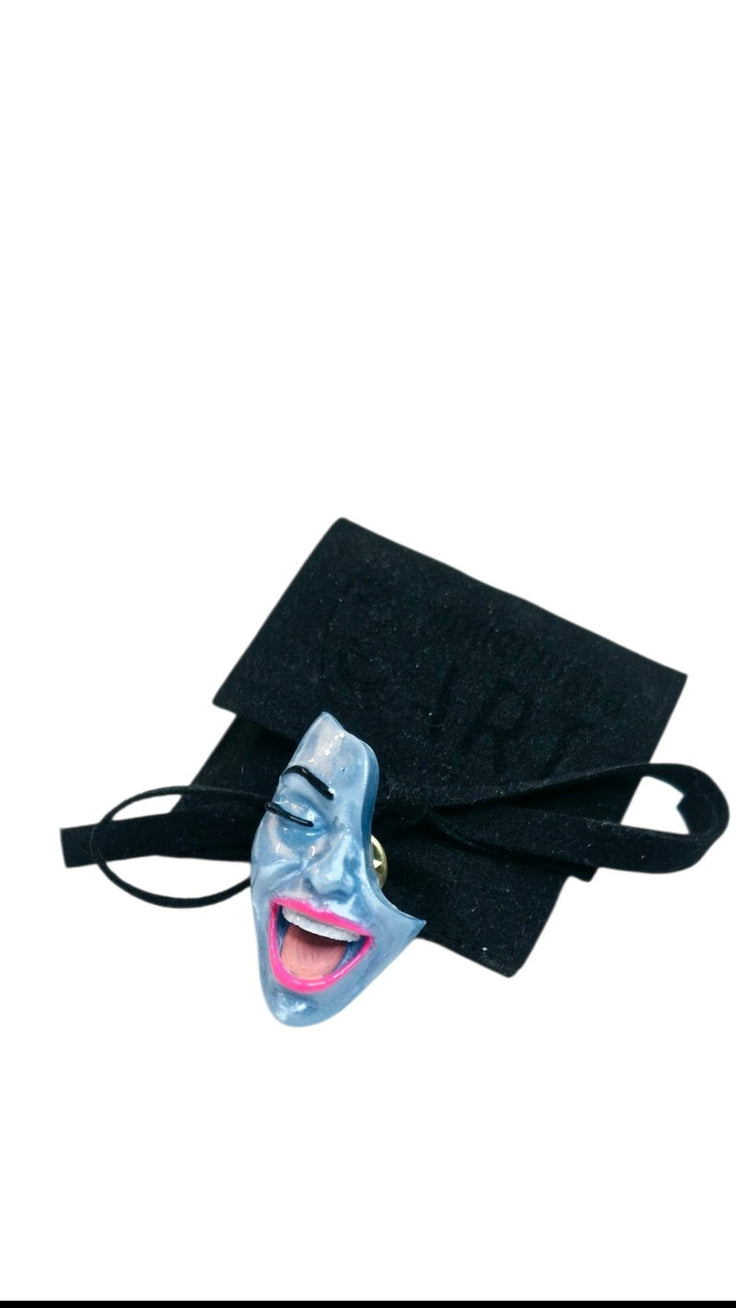 Blue Silk Smile Mini Brooch
