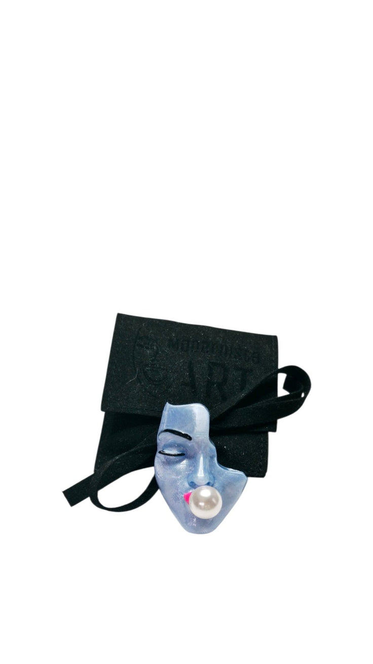 Bubble Blue Silk Mini-Brosche