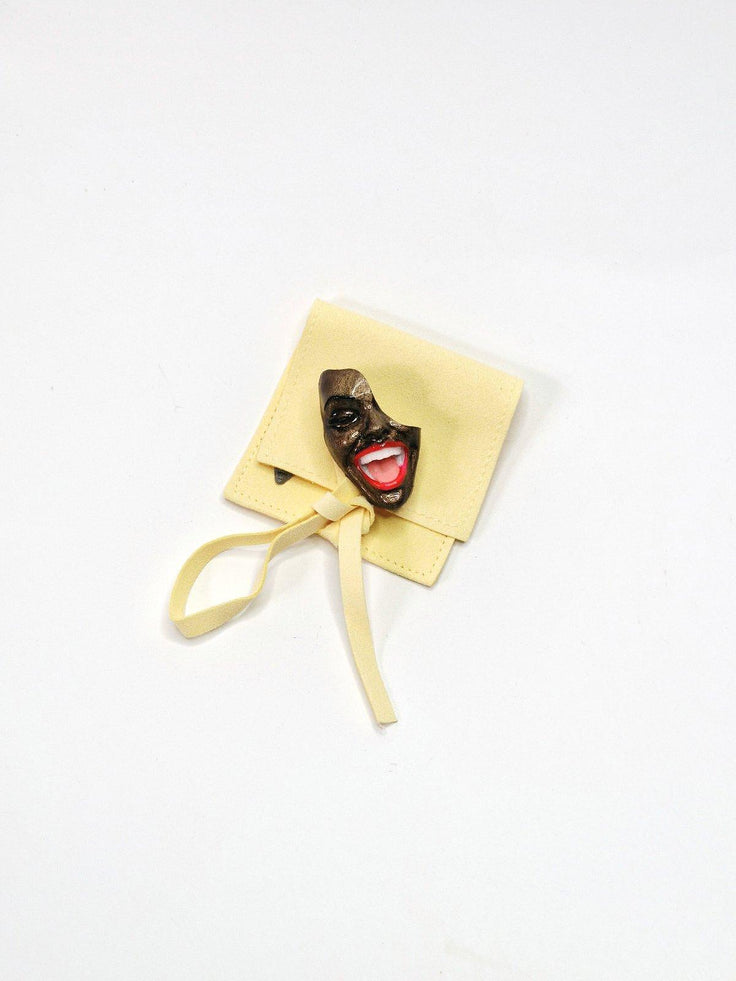 Mini Brooch — Smile Brown Cheer by Modernista Art