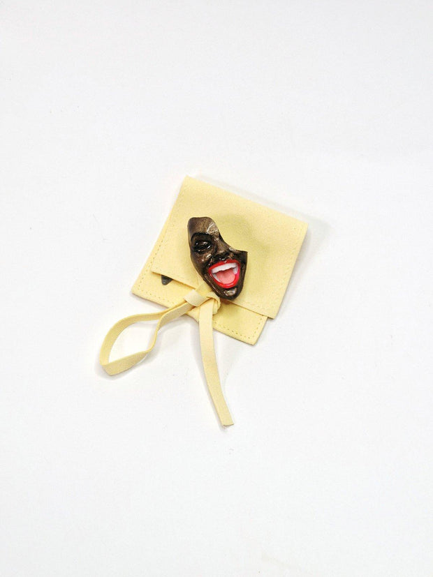 Mini Brooch — Smile Brown Cheer by Modernista Art