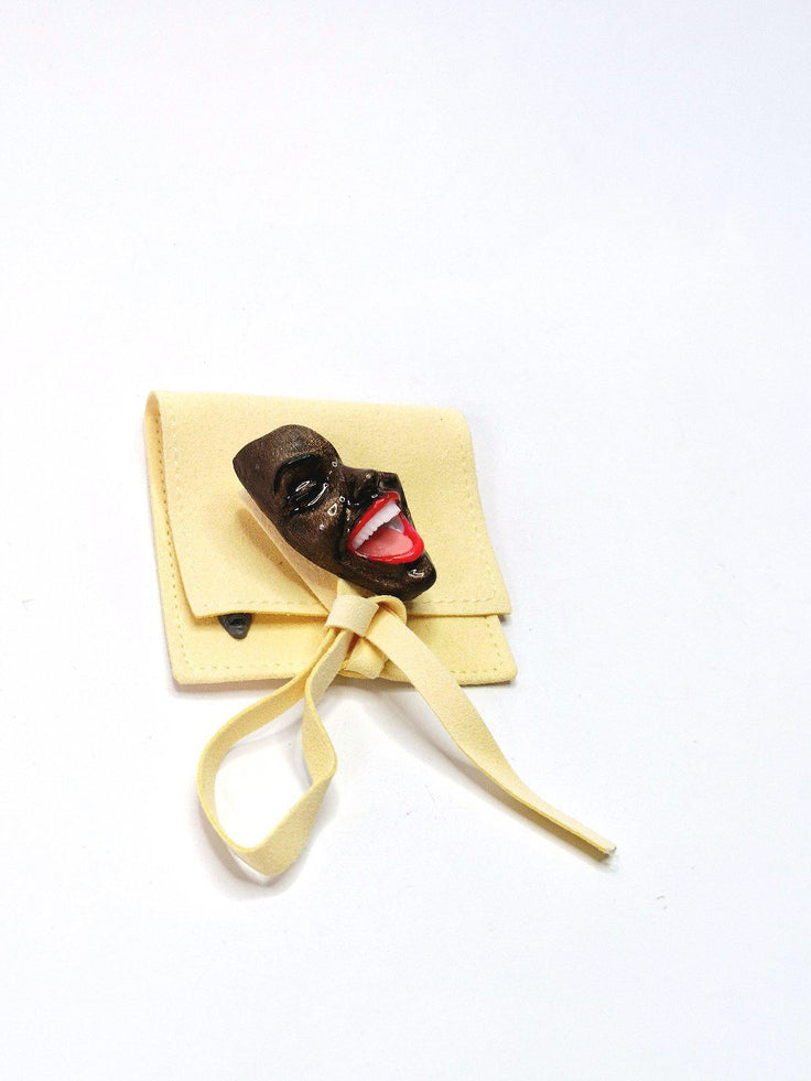 Mini Brooch — Smile Brown Cheer by Modernista Art
