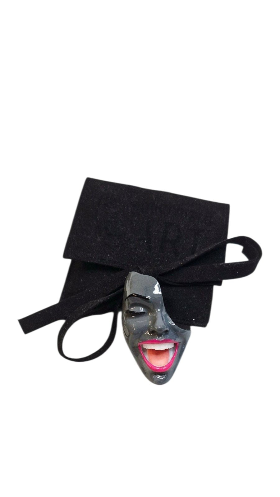 Mini-Brosche Smile Velour Gray
