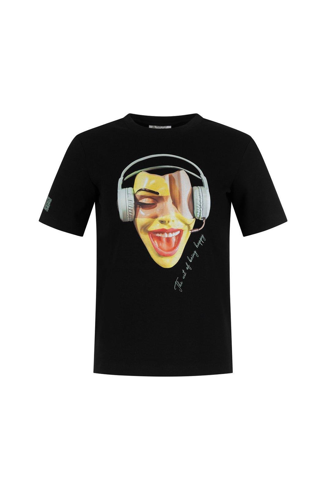 Art T-Shirt - Sound of Happiness Black Muse by Modernista Art