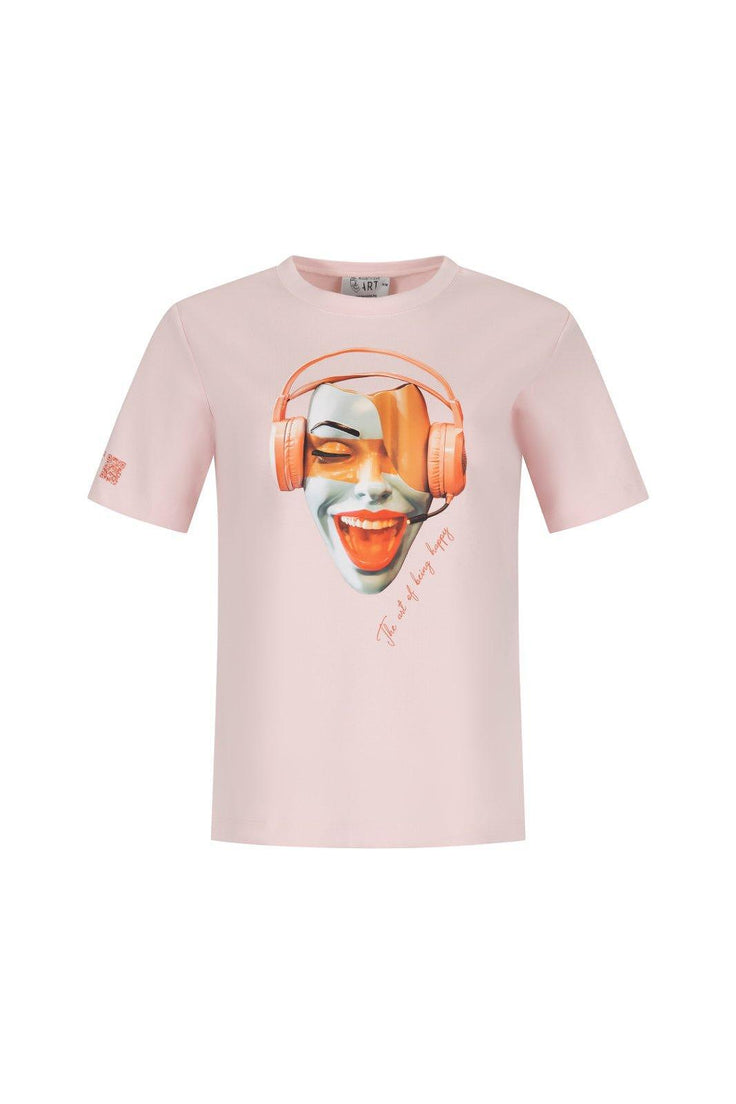 Art T-Shirt - Sound of Happiness Pink Blush by Modernista Art