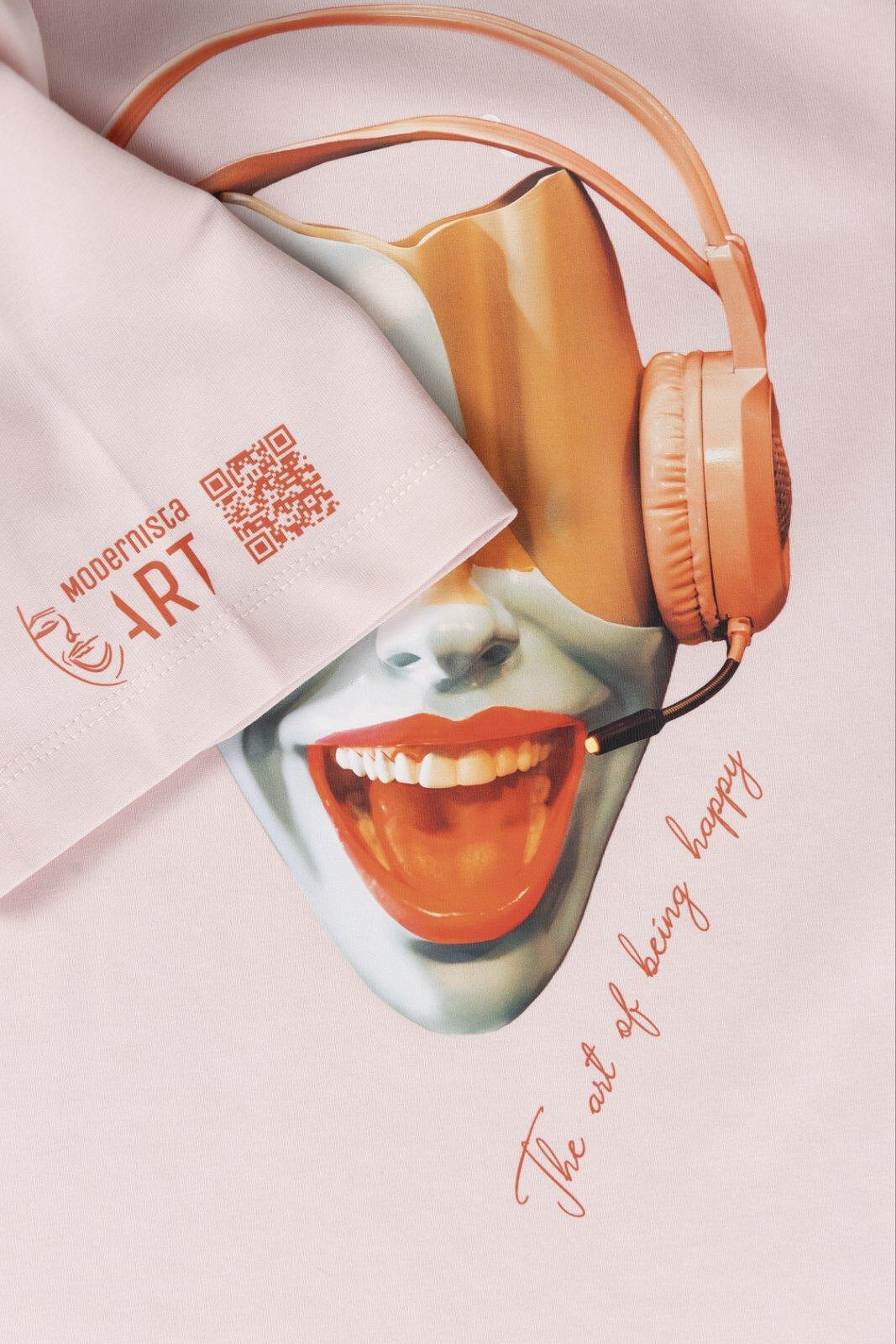 Art T-Shirt - Sound of Happiness Pink Blush by Modernista Art