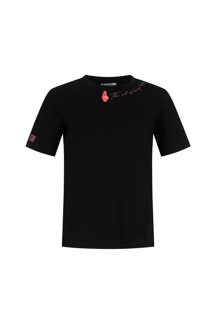 Art T-Shirt - Black Pink Smile by Modernista Art