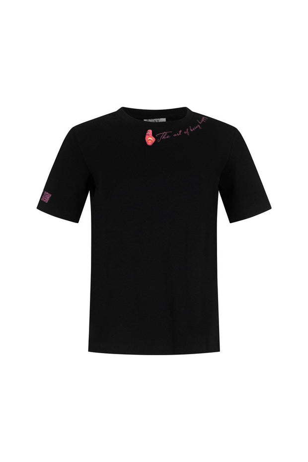 Art T-Shirt - Black Pink Smile by Modernista Art